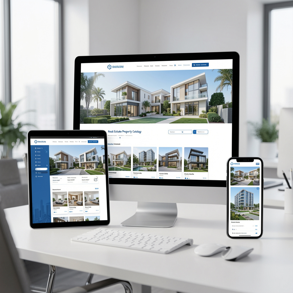 Tampilan website katalog properti untuk agen dan developer
