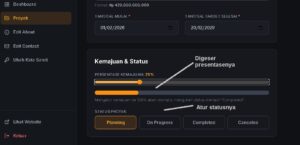 Pengaturan persentase kemajuan proyek konstruksi