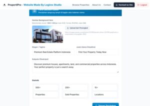 Pengaturan hero section website properti melalui dashboard admin