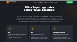 Website Distributor Besi Baja Tampilan website distributor besi baja profesional